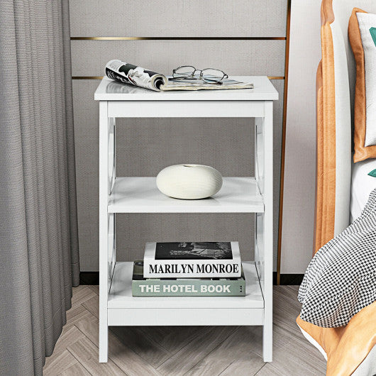 2 Pieces 3-tier Nightstand Sofa Side End Accent Table Storage Display Shelf-White Hot on Sale