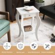 2-Tier End Table with Drawer and Shelf for Living Room Bedroom-White Discount