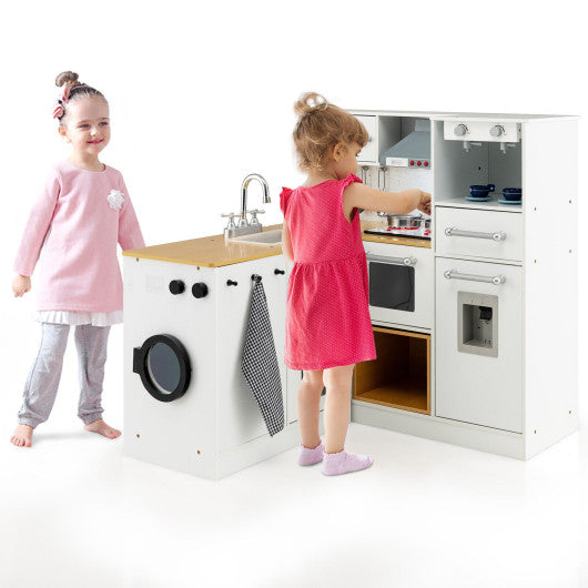 2-Pieces Wooden Kids Kitchen Playset with Light and Sound Supply