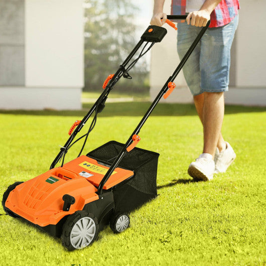 13 Inch 12 Amp Electric Scarifier with Collection Bag and Removable Blades-Orange Supply