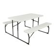 Indoor and Outdoor Folding Picnic Table Bench Set with Wood-like Texture-White Online now