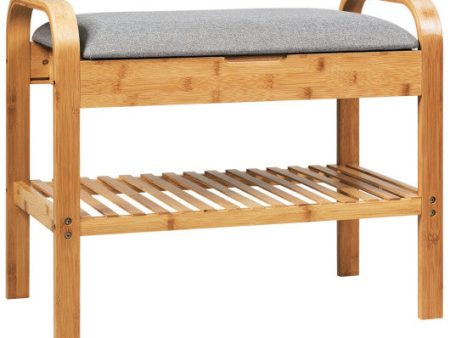 Shoe Rack Bench Bamboo with Storage Shelf -Natural Discount