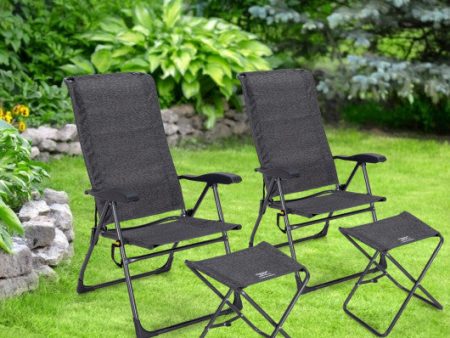 4 Pieces Patio Adjustable Back Folding Dining Chair Ottoman Set-Gray Online Hot Sale