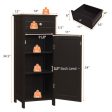 Wooden Storage Free-Standing Floor Cabinet with Drawer and Shelf-Brown on Sale