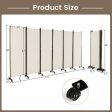 6 Panel 5.7 Feet Tall Rolling Room Divider on Wheels-White For Discount