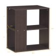 2-Tier Side End Table with Storage Shelves -Brown Supply