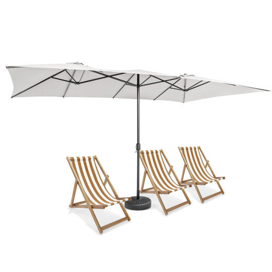 15 Feet Double-Sized Patio Umbrella with Crank Handle and Vented Tops-Beige Online Hot Sale