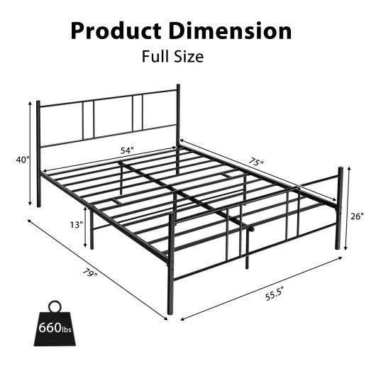 Full Queen Size Platform Bed Frame with High Headboard-Full Size Online