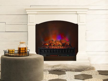 26 Inch Electric Fireplace Heater with Remote Control and Realistic Lemonwood Ember Bed-Black on Sale