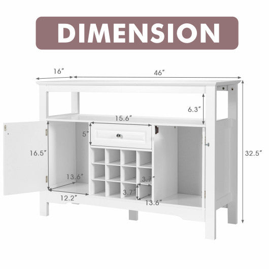 Elegant Classical Multifunctional Wooden Wine Cabinet Table White Discount