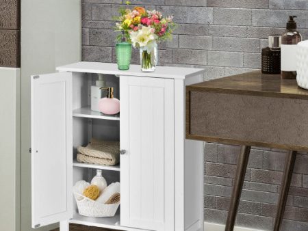 2-Door Bathroom Floor Storage Cabinet with Adjustable Shelf For Cheap