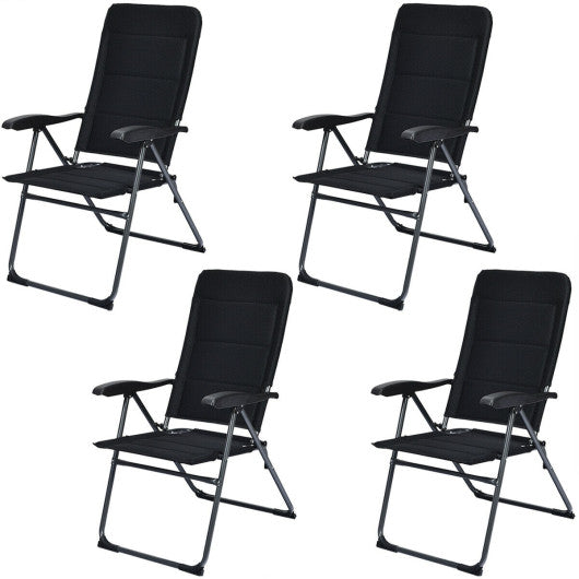 Set of 4 Patio Folding Chairs with Adjustable Backrest-Black Online