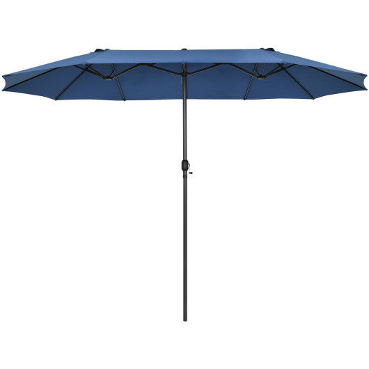 15 Feet Patio Double-Sided Umbrella with Hand-Crank System-Navy Online Hot Sale