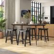 Set of 2 24 Inch Counter Height Stools with Solid Wood Legs-Black Online now