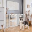 36 Inch Folding Wooden Freestanding Pet Gate  with 360° Hinge-White Sale