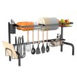 2 Tier Adjustable Over Sink Dish Drying Rack with 8 Hooks on Sale