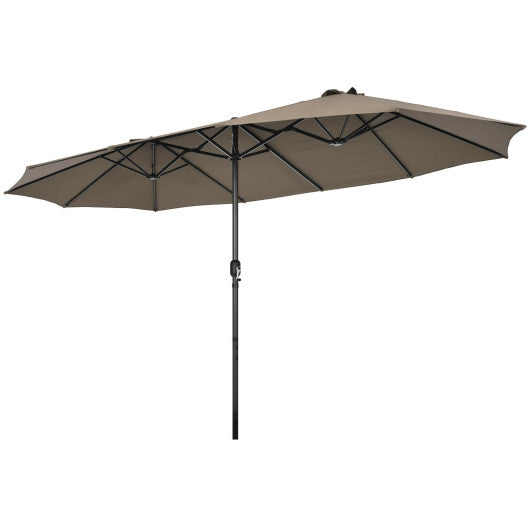 15 Feet Patio Double-Sided Umbrella with Hand-Crank System-Brown Online Sale