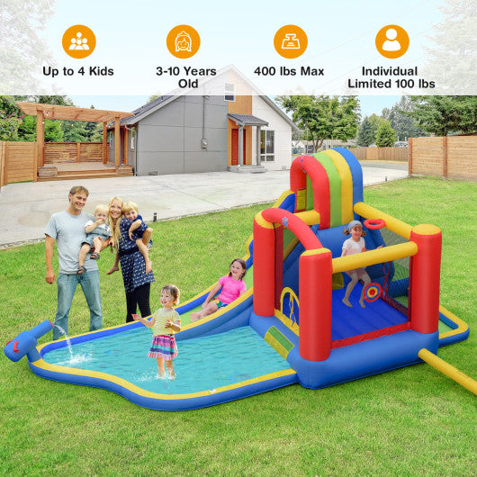 Inflatable Kid Bounce House Slide Climbing Splash Park Pool Jumping Castle Without Blower Fashion