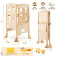 Folding Wooden Step Stool with Lockable Safety Rail for Toddler 3+-Natural For Discount