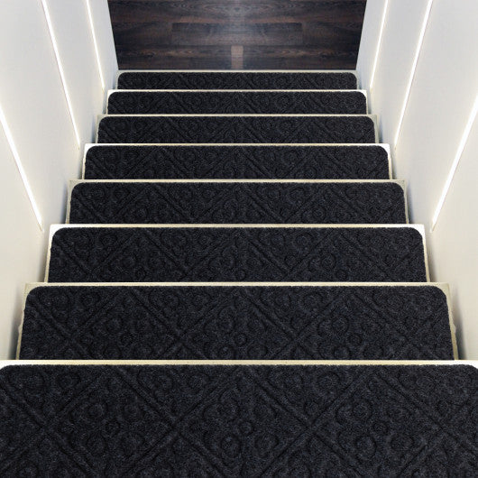 15Pcs Indoor Non-Slip Stair Carpet Mats for Wooden Steps-Gray For Discount