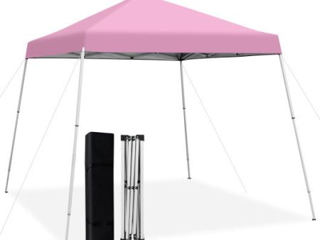 10 x 10 Feet Outdoor Instant Pop-up Canopy with Carrying Bag-Pink on Sale