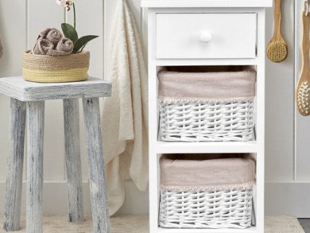 2 Pieces Bedroom Bedside End Table with Drawer Baskets-White Fashion