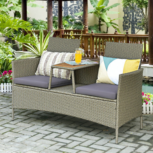 2-Person Patio Rattan Conversation Furniture Set with Coffee Table Fashion