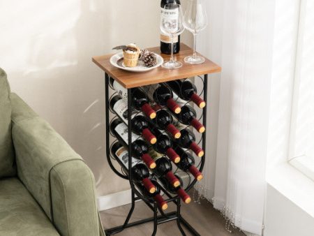 14 Bottles Wine Rack with Detachable and Lockable Wheels-Black Sale