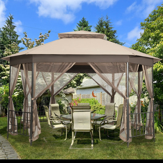 10’x 12’ Octagonal Patio Gazebo-Brown on Sale