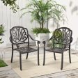 2 Pieces Patio Cast Aluminum Dining Chairs with Armrests-Bronze Online