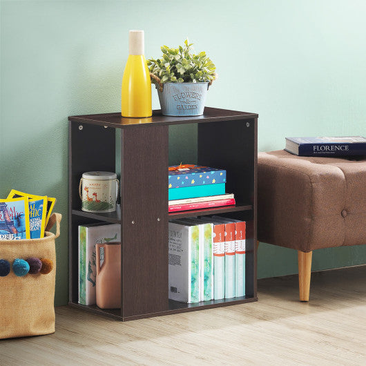 2-Tier Side End Table with Storage Shelves -Brown Supply