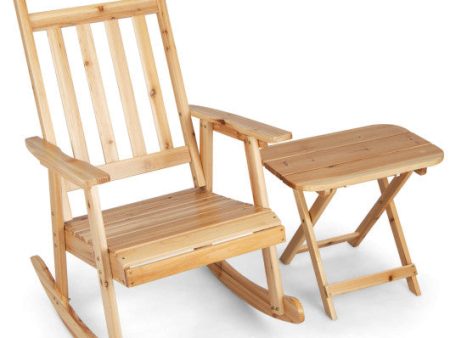 Front Porch Rocking Chair and Foldable Table Set for Outdoors-Natural Online Hot Sale