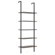 5 Tier Ladder Shelf Wall-Mounted Bookcase with Steel Frame-Brown Supply