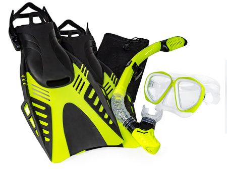 Aqua Leisure Dyna Adult 5-Piece Dive Set - Adult Size M L Mens 4.5-8.5 Ladies 5.5-9.5 [DPX18230S3M] Supply