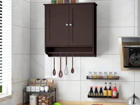 Wall Mounted Bathroom Storage Medicine Cabinet with Towel Bar-Brown Online Sale