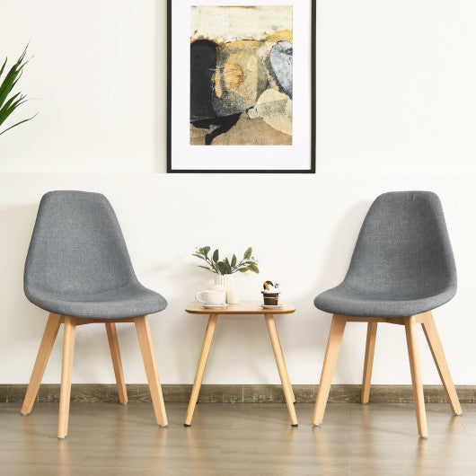 2 Pieces Modern Dining Chair Set with Wood Legs and Fabric Cushion Seat Hot on Sale