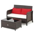 2 Pieces Wicker Loveseat Set with Coffee Table on Sale