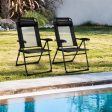 2 Pieces Patio Adjustable Folding Recliner Chairs with 7 Level Adjustable Backrest-Black For Discount