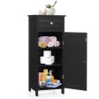 Wooden Storage Free-Standing Floor Cabinet with Drawer and Shelf-Black Online