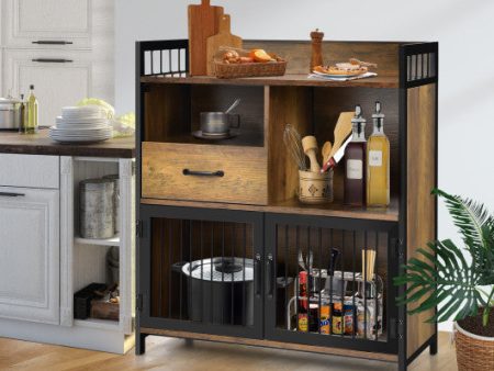 Buffet Cabinet with Drawer and Wood Storage Shelf for Kitchen-Rustic Brown Online Hot Sale