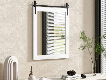 30 x 22 Inch Wall Mount Mirror with Wood Frame-White For Cheap