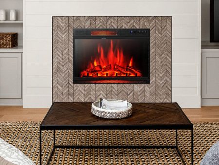 28 Inch Electric Freestanding and Recessed Fireplace with Remote Supply