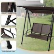 2-Seat Outdoor Canopy Swing with Comfortable Fabric Seat and Heavy-duty Metal Frame-Brown Fashion