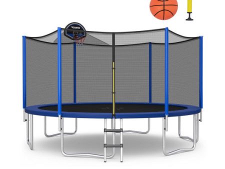 12 14 15 16 Feet Outdoor Recreational Trampoline with Enclosure Net-14 ft on Sale