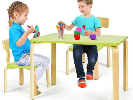 3 Piece Kids Wooden Activity Table and 2 Chairs Set-Green Online now