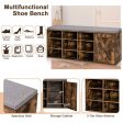 9-cube Adjustable Storage Shoe Bench with Padded Cushion-Rustic Brown For Discount