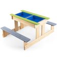 3-in-1 Outdoor Wooden Kids Water Sand Table with Play Boxes Supply