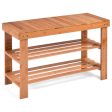 3 Tier Bamboo Bench Storage Shoe Shelf-Natural Hot on Sale