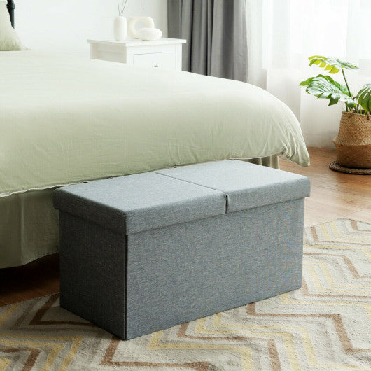 30 Inch Folding Storage Ottoman with Lift Top-Light Gray For Sale