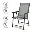 Set of 2 Outdoor Patio Folding Chairs-Gray Fashion